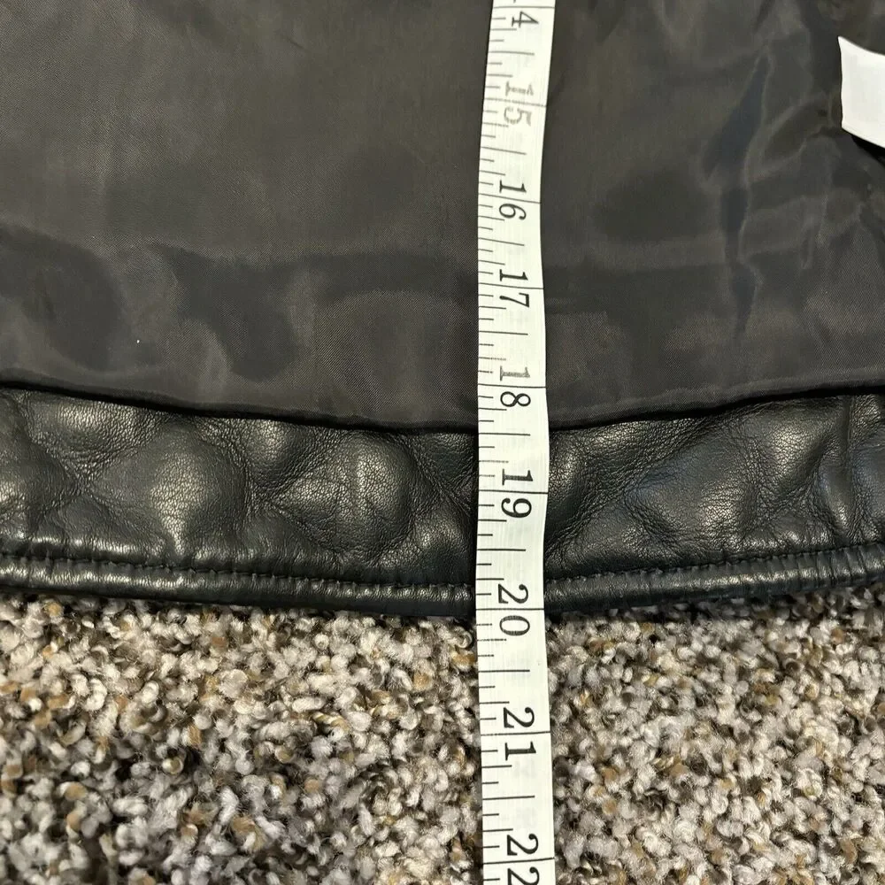 Michael Kors Lamb Leather Biker Jacket Small Black Zip Front Pockets Quilted - Picture 9 of 10